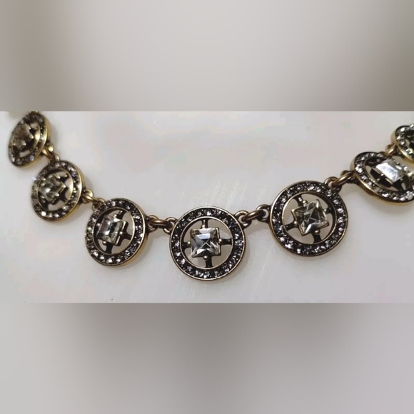 J. Crew Clear Rhinestone Crystal Necklace Choker Collar Glam Vintage Style - Picture 4 of 14